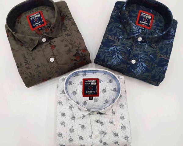 Collar Neck Cotton Men Printed Shirts Combo of 5, Full or Long